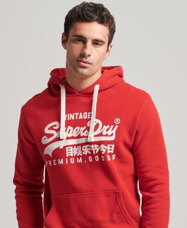 Superdry Hommes sweat à capuche à logo vintage D64Z5162 vêtements rouge