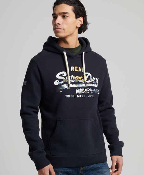 Superdry Hommes sweat à capuche à logo vintage D64Z5186 vêtements marine