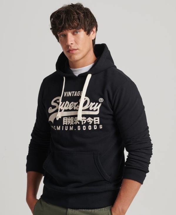 Superdry Hommes sweat à capuche à logo vintage D64Z5223 vêtements noir