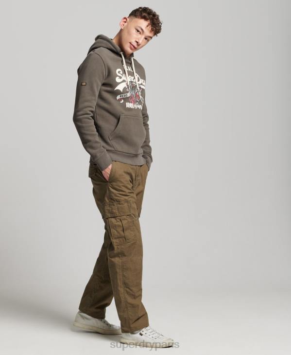 Superdry Hommes sweat à capuche à logo vintage D64Z535 vêtements gris foncé