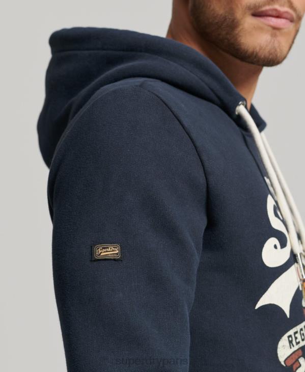 Superdry Hommes sweat à capuche à logo vintage D64Z568 vêtements marine