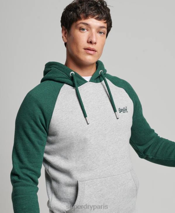 Superdry Hommes sweat à capuche à logo vintage D64Z576 vêtements vert