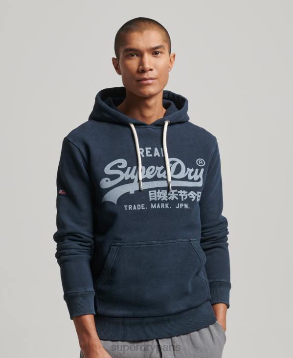 Superdry Hommes sweat à capuche à logo vintage D64Z649 vêtements marine
