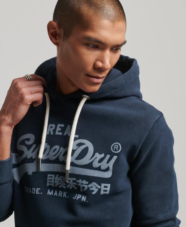 Superdry Hommes sweat à capuche à logo vintage D64Z649 vêtements marine
