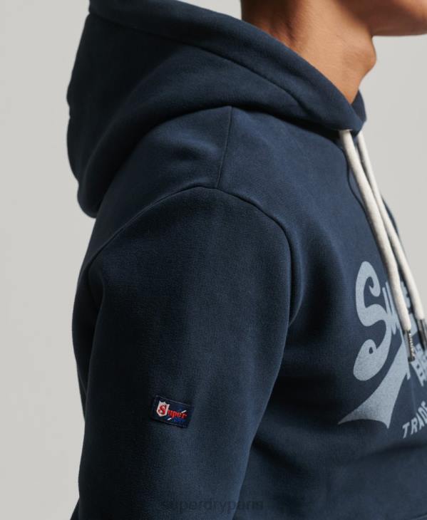 Superdry Hommes sweat à capuche à logo vintage D64Z649 vêtements marine