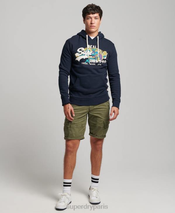 Superdry Hommes sweat à capuche à logo vintage D64Z697 vêtements marine