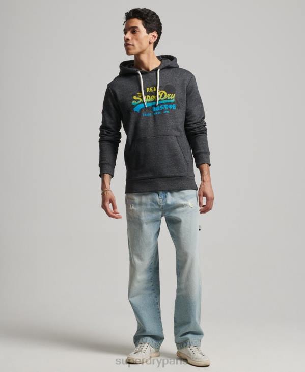 Superdry Hommes sweat à capuche à logo vintage D64Z728 vêtements noir