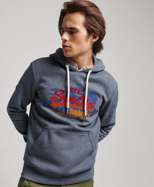 Superdry Hommes sweat à capuche à logo vintage D64Z729 vêtements marine