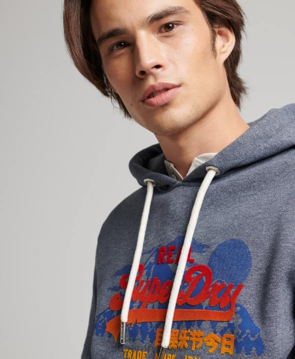 Superdry Hommes sweat à capuche à logo vintage D64Z729 vêtements marine