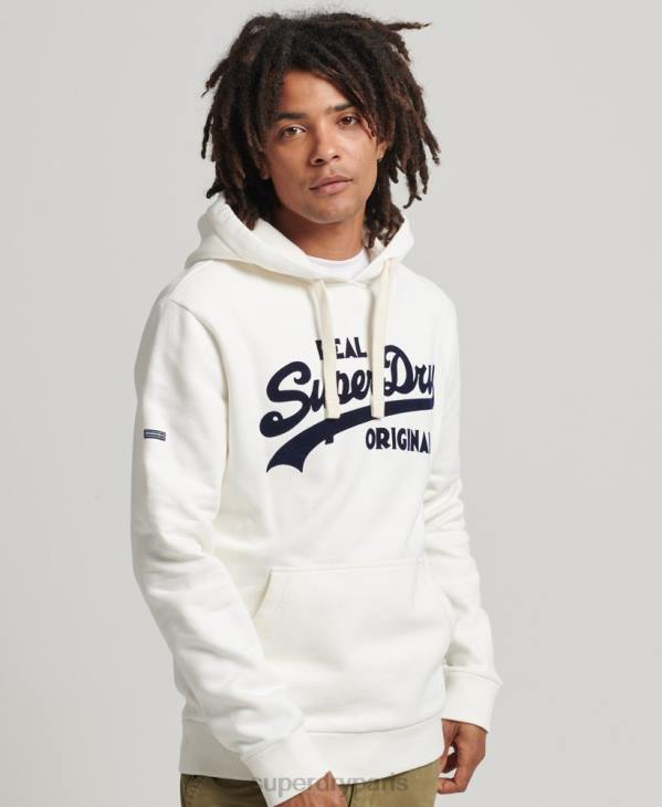Superdry Hommes sweat à capuche à logo vintage D64Z763 vêtements blanc