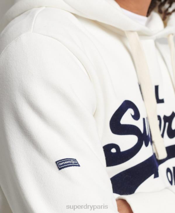 Superdry Hommes sweat à capuche à logo vintage D64Z763 vêtements blanc