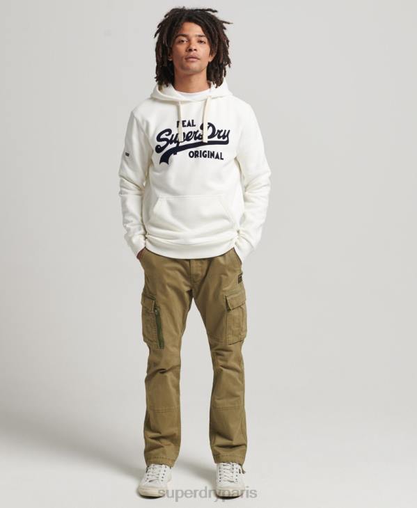 Superdry Hommes sweat à capuche à logo vintage D64Z763 vêtements blanc