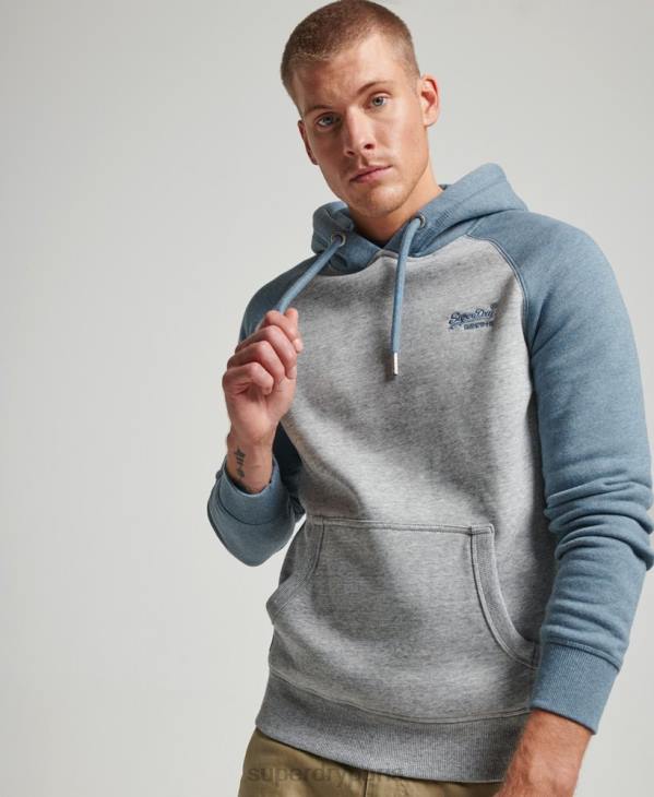 Superdry Hommes sweat à capuche à logo vintage D64Z766 vêtements gris