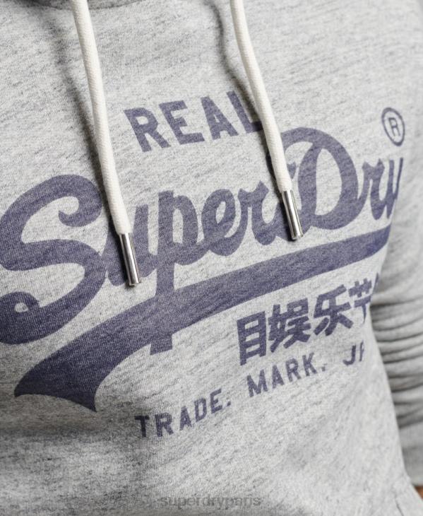 Superdry Hommes sweat à capuche à logo vintage D64Z789 vêtements gris
