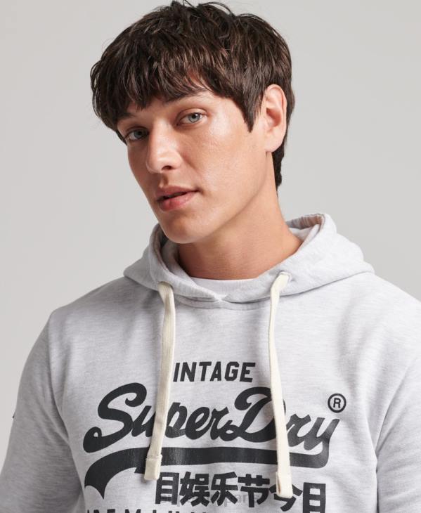 Superdry Hommes sweat à capuche à logo vintage D64Z853 vêtements gris clair