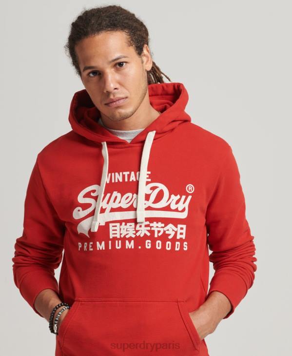 Superdry Hommes sweat à capuche à logo vintage D64Z854 vêtements rouge