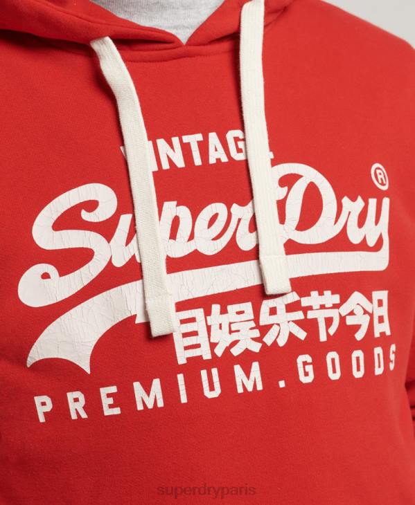 Superdry Hommes sweat à capuche à logo vintage D64Z854 vêtements rouge