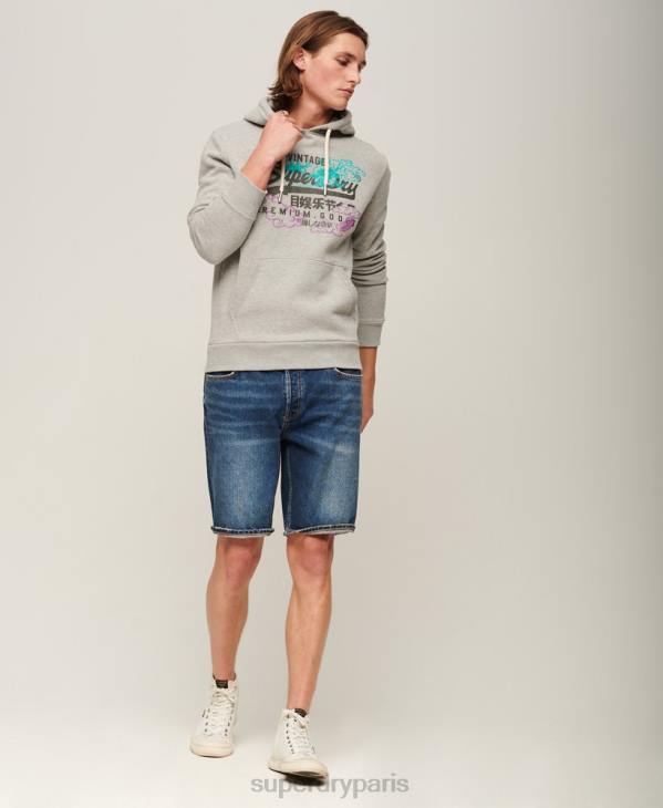 Superdry Hommes sweat à capuche à logo vintage D64Z855 vêtements gris
