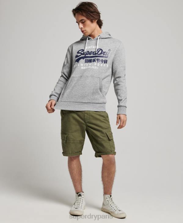 Superdry Hommes sweat à capuche à logo vintage en coton bio D64Z686 vêtements gris