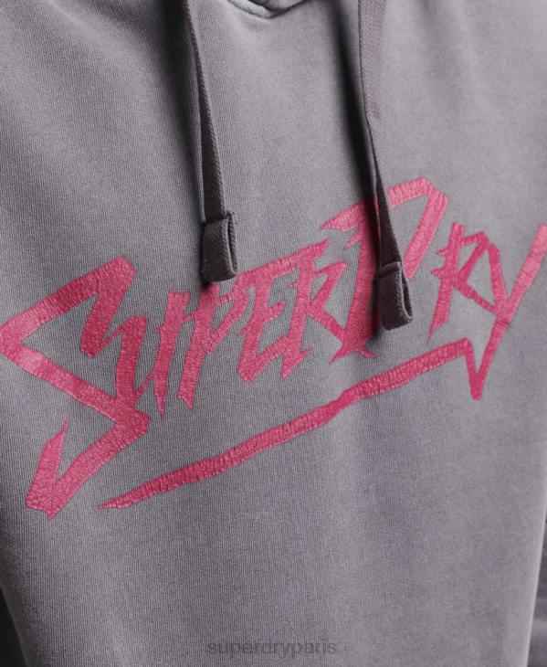 Superdry Hommes sweat à capuche marque indie vintage D64Z811 vêtements gris foncé