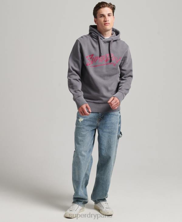 Superdry Hommes sweat à capuche marque indie vintage D64Z811 vêtements gris foncé