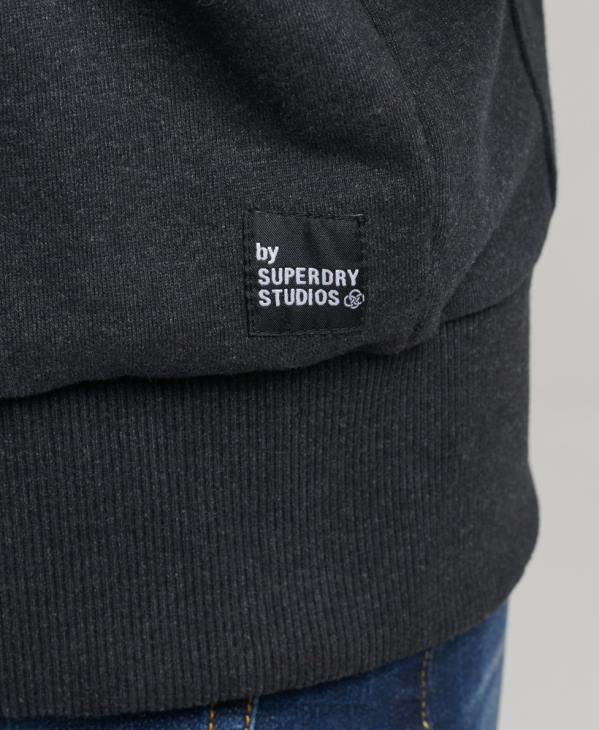 Superdry Hommes sweat à capuche mi-long D64Z5008 vêtements noir