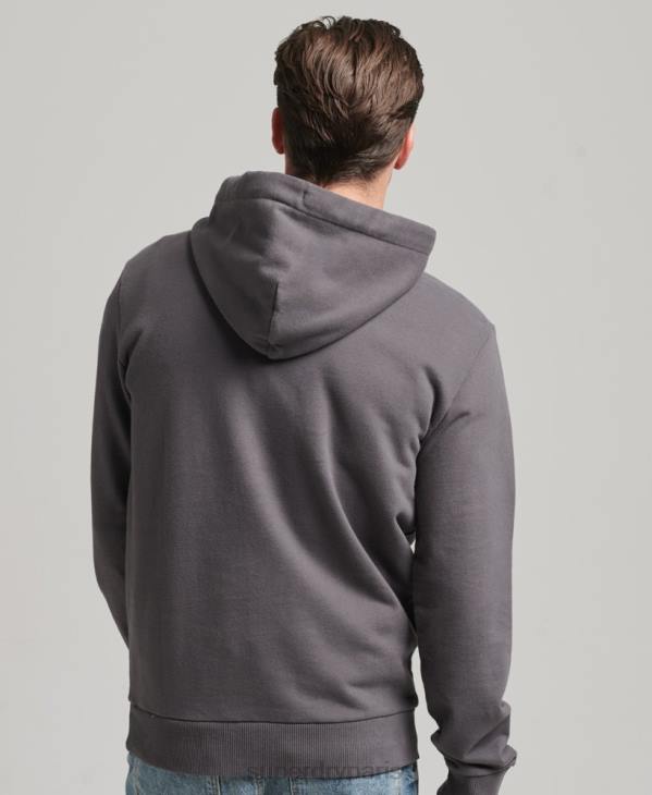 Superdry Hommes sweat à capuche non brossé avec inscription vintage du centre-ville D64Z817 vêtements gris foncé