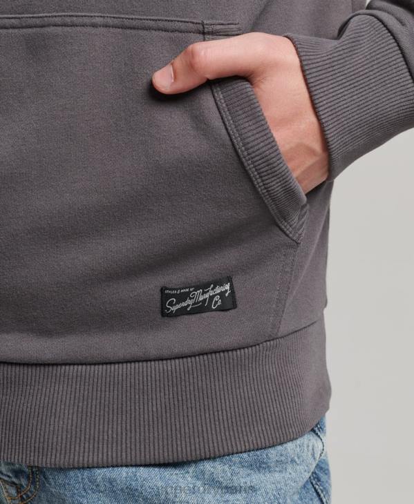 Superdry Hommes sweat à capuche non brossé avec inscription vintage du centre-ville D64Z817 vêtements gris foncé