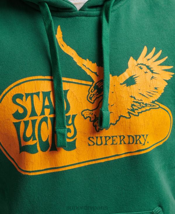 Superdry Hommes sweat à capuche psych rock D64Z5056 vêtements vert