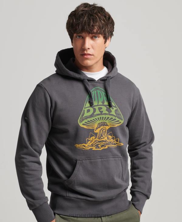 Superdry Hommes sweat à capuche psych rock D64Z514 vêtements gris foncé
