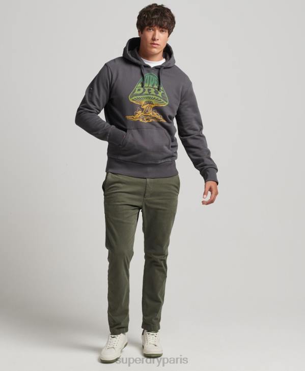 Superdry Hommes sweat à capuche psych rock D64Z514 vêtements gris foncé