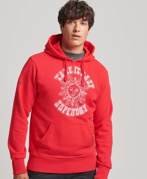 Superdry Hommes sweat à capuche psych rock D64Z759 vêtements rouge