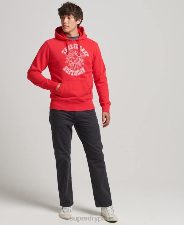 Superdry Hommes sweat à capuche psych rock D64Z759 vêtements rouge