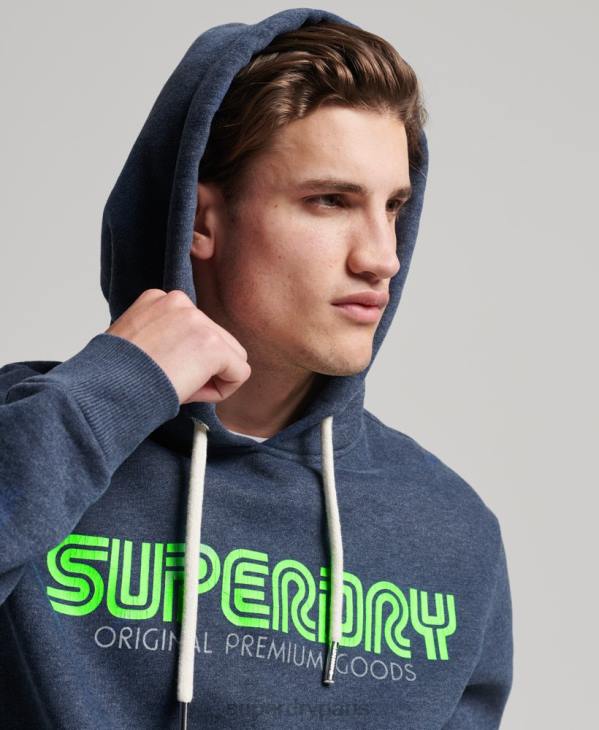 Superdry Hommes sweat à capuche rétro vintage D64Z651 vêtements bleu
