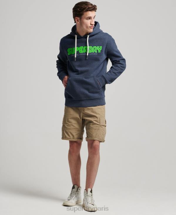 Superdry Hommes sweat à capuche rétro vintage D64Z651 vêtements bleu
