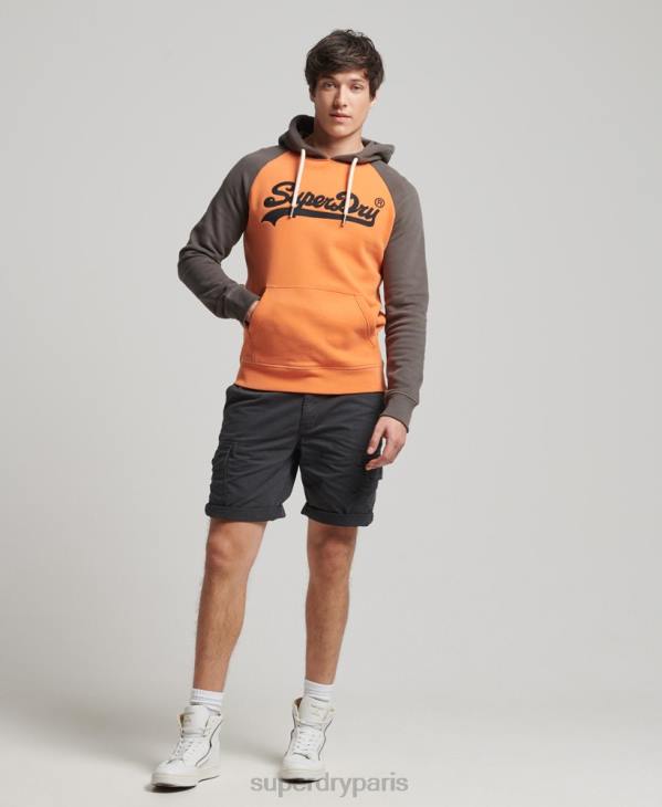 Superdry Hommes sweat à capuche raglan avec logo vintage american classics D64Z832 vêtements orange