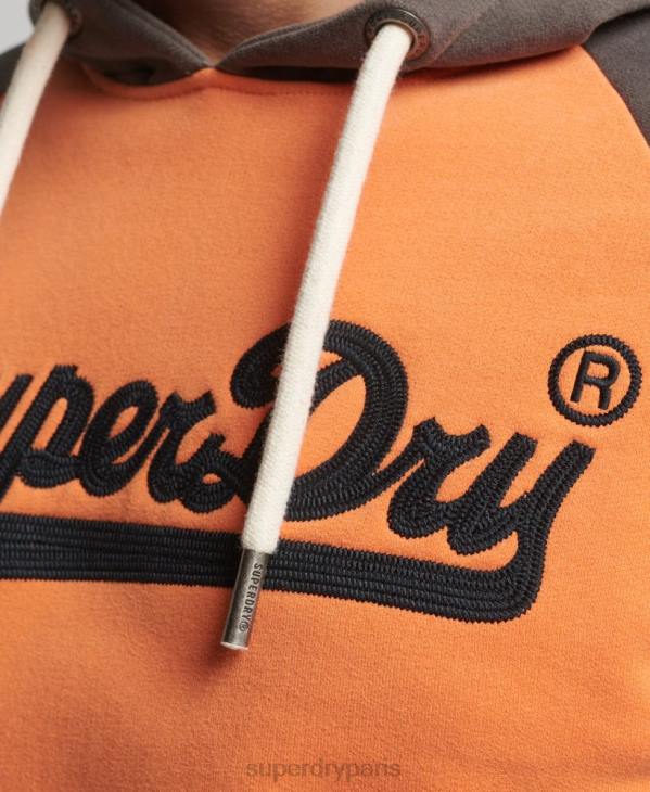 Superdry Hommes sweat à capuche raglan avec logo vintage american classics D64Z832 vêtements orange