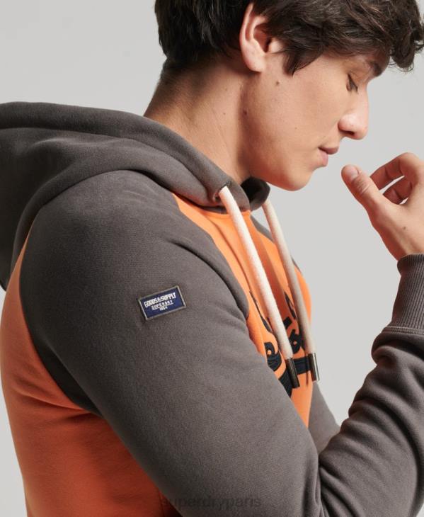 Superdry Hommes sweat à capuche raglan avec logo vintage american classics D64Z832 vêtements orange