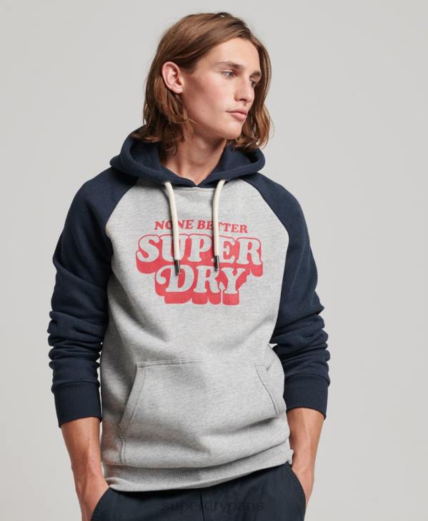 Superdry Hommes sweat à capuche raglan classe cooper D64Z595 vêtements gris