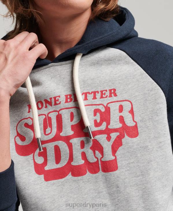 Superdry Hommes sweat à capuche raglan classe cooper D64Z595 vêtements gris