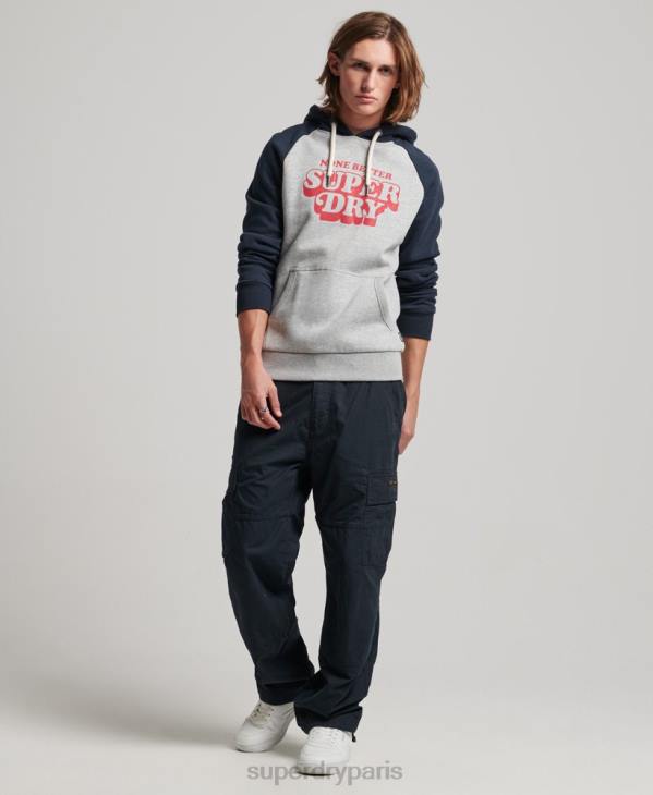 Superdry Hommes sweat à capuche raglan classe cooper D64Z595 vêtements gris