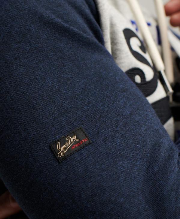 Superdry Hommes sweat à capuche raglan à logo vintage en coton biologique D64Z479 vêtements marine