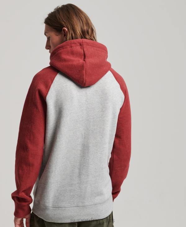 Superdry Hommes sweat à capuche raglan à logo vintage en coton biologique D64Z486 vêtements gris clair