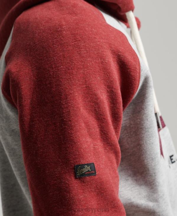 Superdry Hommes sweat à capuche raglan à logo vintage en coton biologique D64Z486 vêtements gris clair