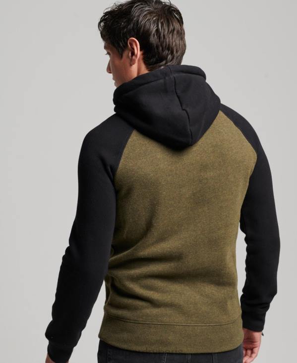 Superdry Hommes sweat à capuche raglan à logo vintage en coton biologique D64Z509 vêtements noir