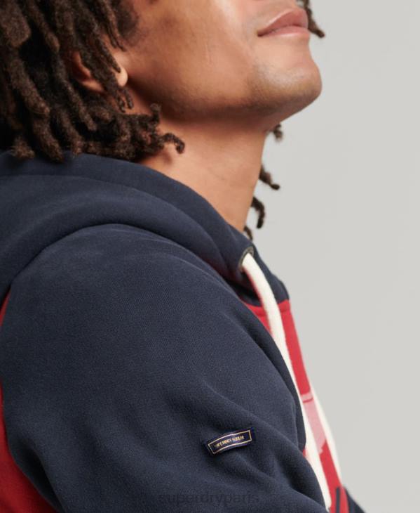 Superdry Hommes sweat à capuche raglan vintage achilles D64Z582 vêtements rouge
