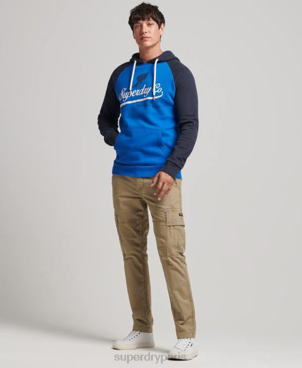 Superdry Hommes sweat à capuche raglan vintage achilles D64Z719 vêtements bleu clair