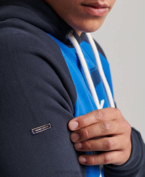 Superdry Hommes sweat à capuche raglan vintage achilles D64Z719 vêtements bleu clair