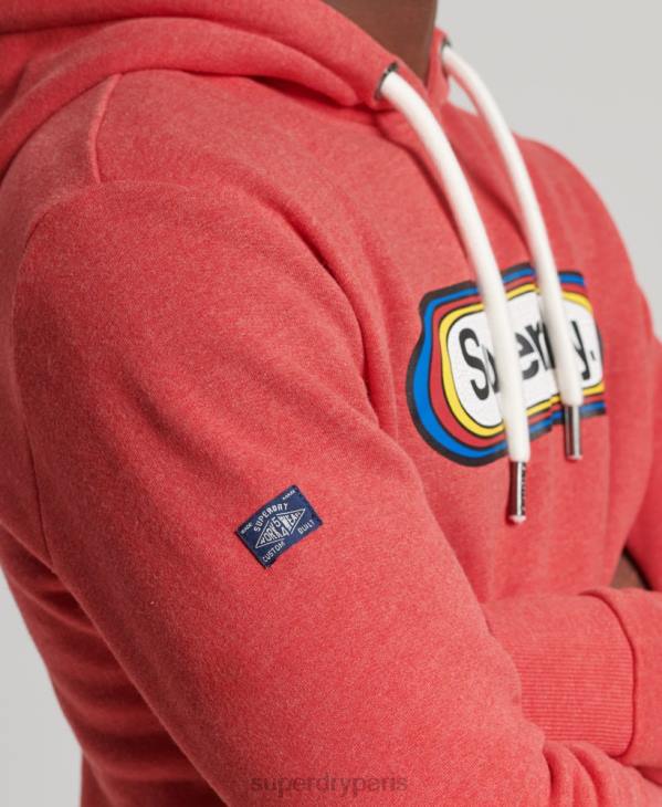 Superdry Hommes sweat à capuche saisonnier à logo vintage core D64Z5117 vêtements rouge