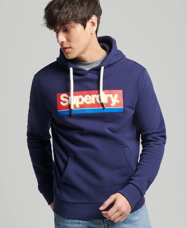 Superdry Hommes sweat à capuche saisonnier à logo vintage core D64Z883 vêtements marine
